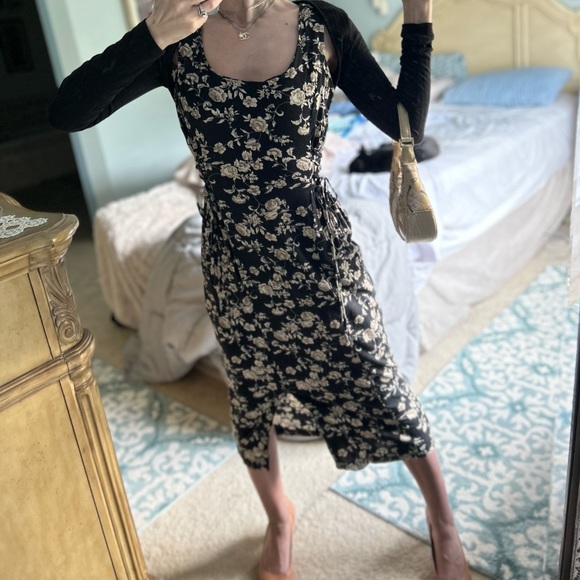 Vintage 90s corset lace up ditsy floral dress - Picture 8 of 15